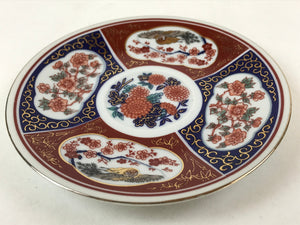 Japanese Porcelain Round Small Plate Vtg Kutani Imari Floral Red Blue Gold PY623