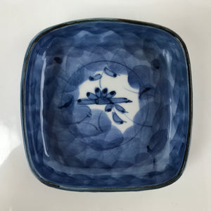 Japanese Porcelain Rounded Square Plate Sara Vtg Sashimi Dish Blue Flower PY863