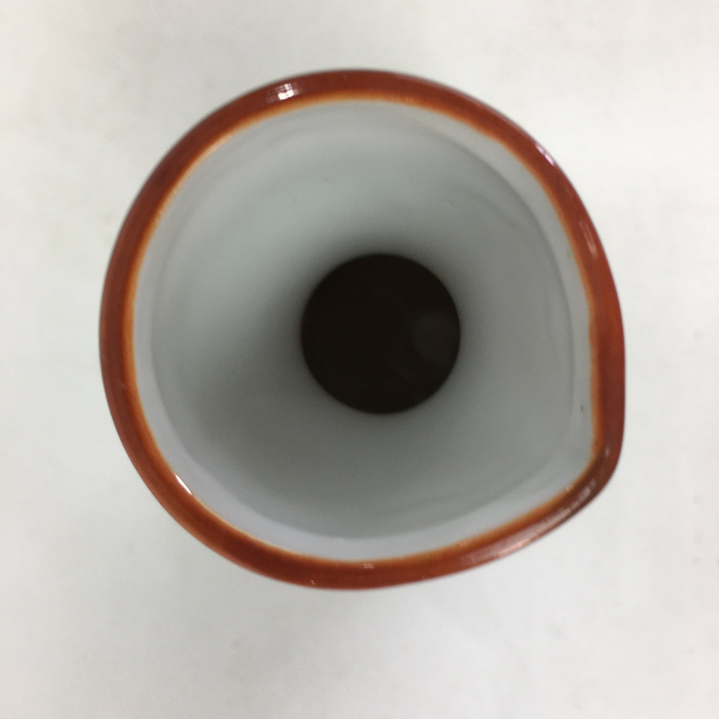 Japanese Porcelain Sake Bottle Brown White Vertical Line Design Tokkuri TS361
