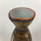 Japanese Porcelain Sake Bottle Brown White Vertical Line Design Tokkuri TS363