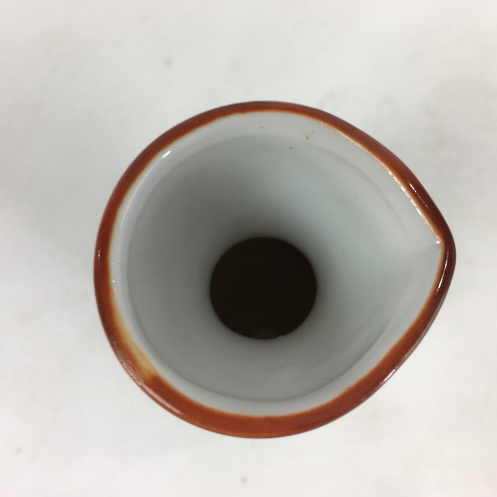 Japanese Porcelain Sake Bottle Brown White Vertical Line Design Tokkuri TS369