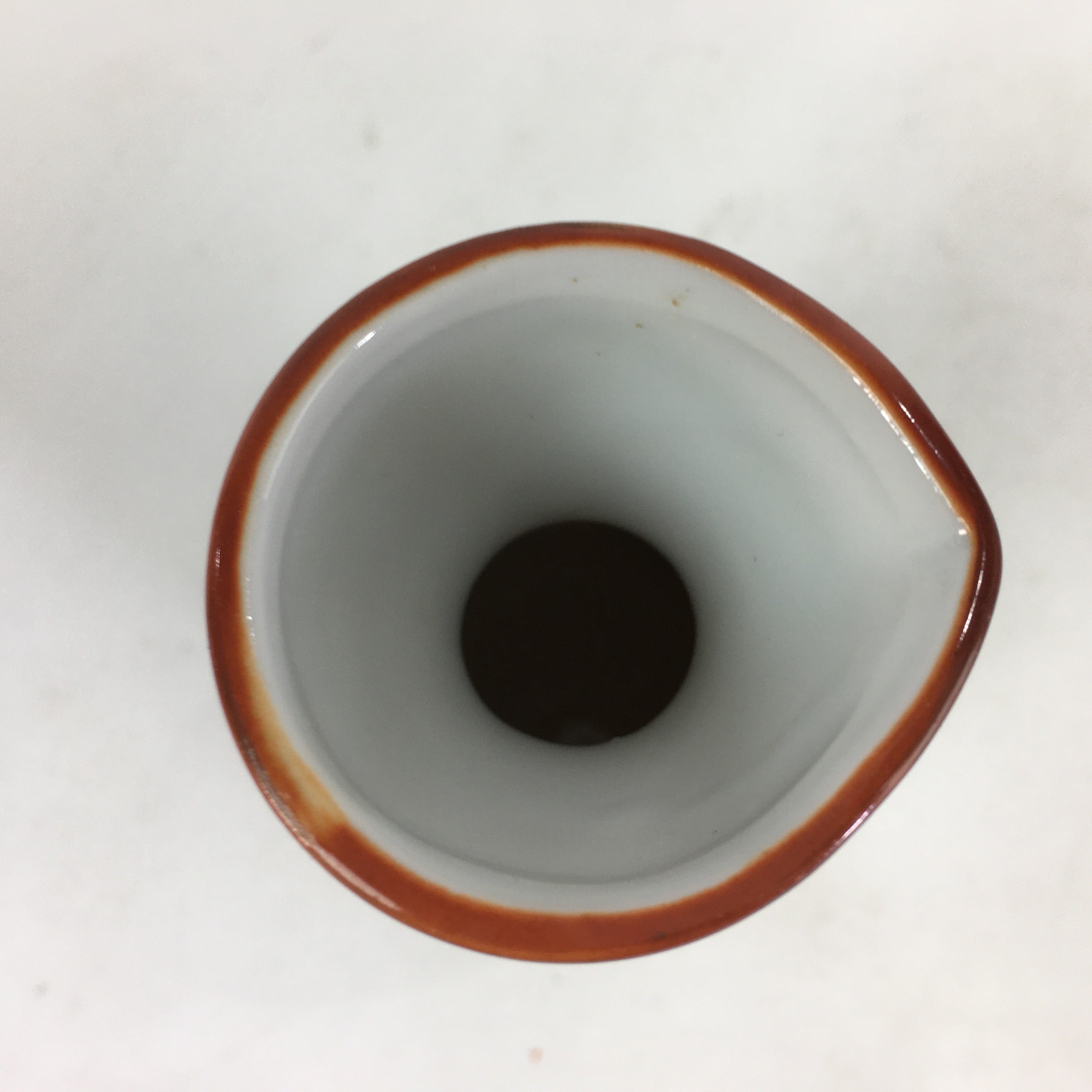 Japanese Porcelain Sake Bottle Brown White Vertical Line Design Tokkuri TS369