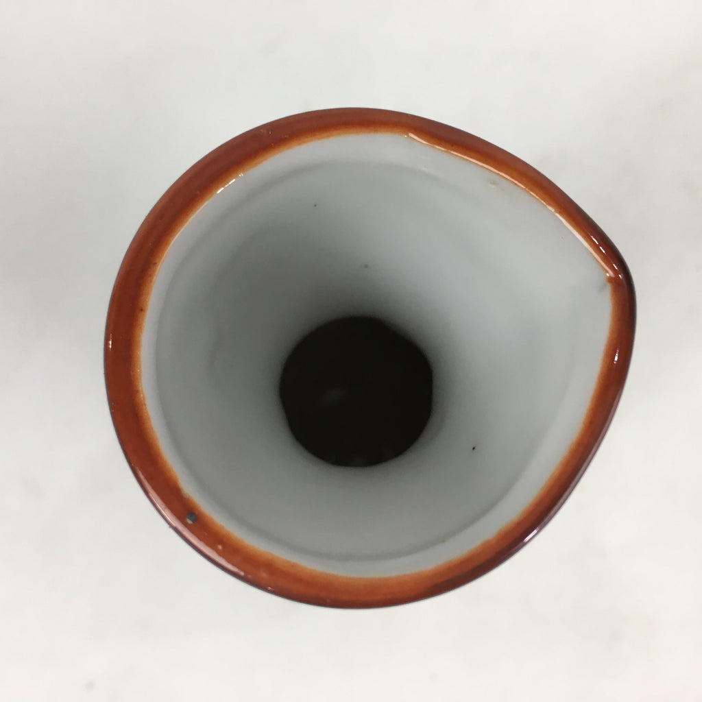 Japanese Porcelain Sake Bottle Brown White Vertical Line Design Tokkuri TS371