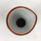 Japanese Porcelain Sake Bottle Brown White Vertical Line Design Tokkuri TS371