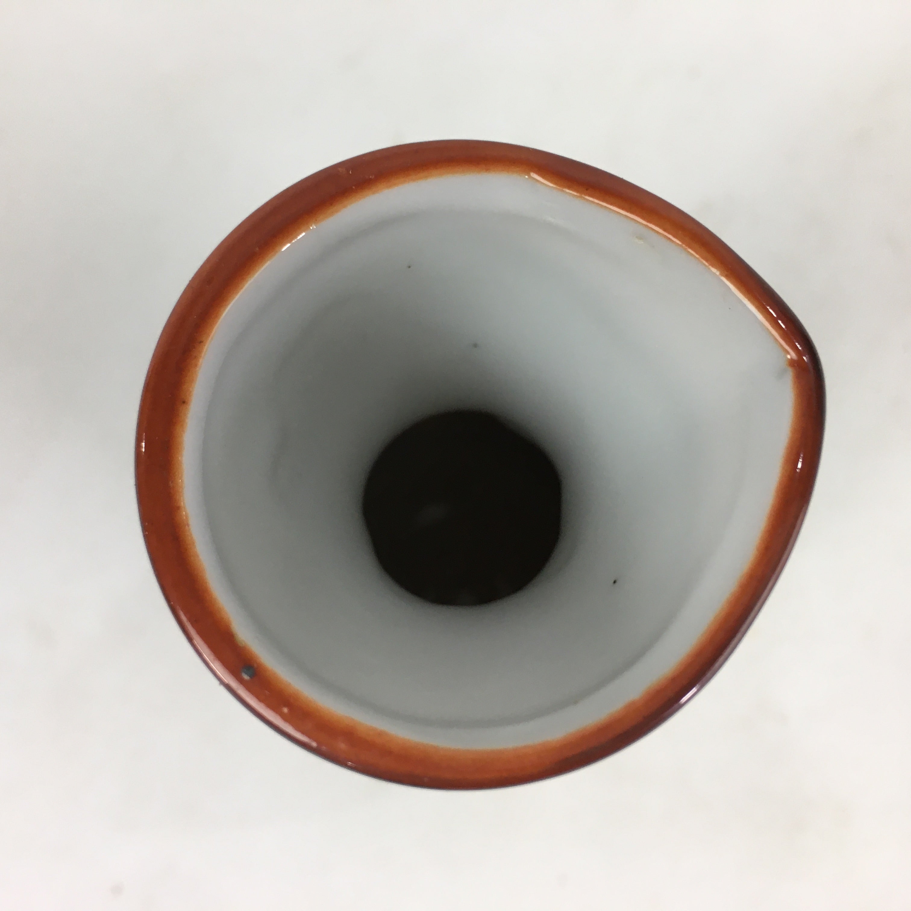 Japanese Porcelain Sake Bottle Brown White Vertical Line Design Tokkuri TS371