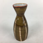 Japanese Porcelain Sake Bottle Brown White Vertical Line Design Tokkuri TS372