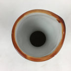 Japanese Porcelain Sake Bottle Brown White Vertical Line Design Tokkuri TS373