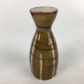 Japanese Porcelain Sake Bottle Brown White Vertical Line Design Tokkuri TS373