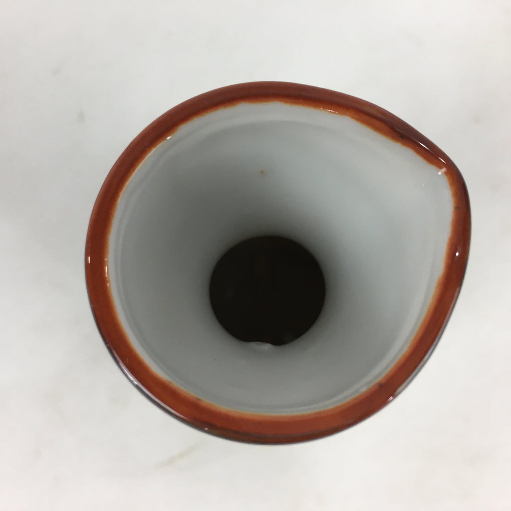 Japanese Porcelain Sake Bottle Brown White Vertical Line Design Tokkuri TS377