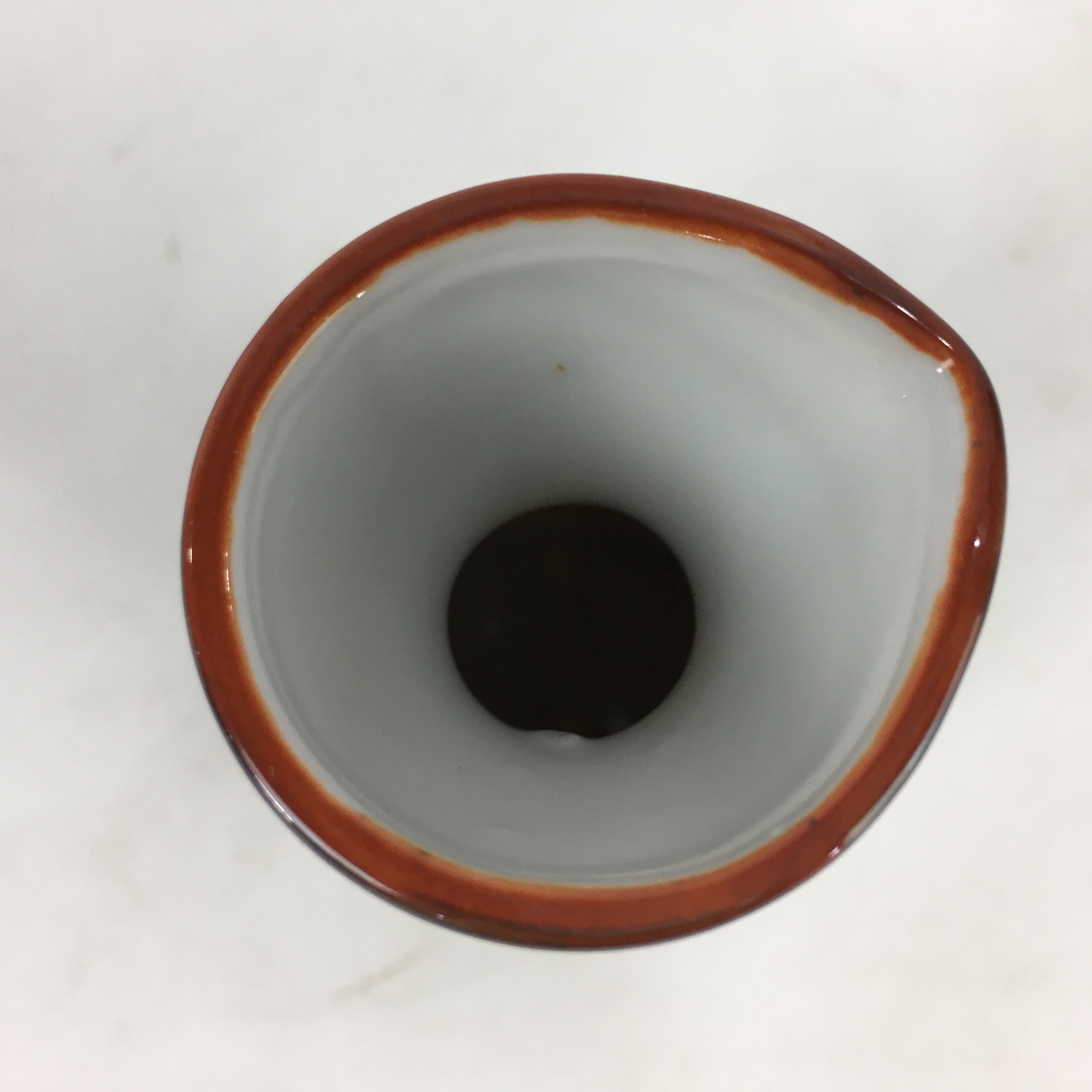 Japanese Porcelain Sake Bottle Brown White Vertical Line Design Tokkuri TS377