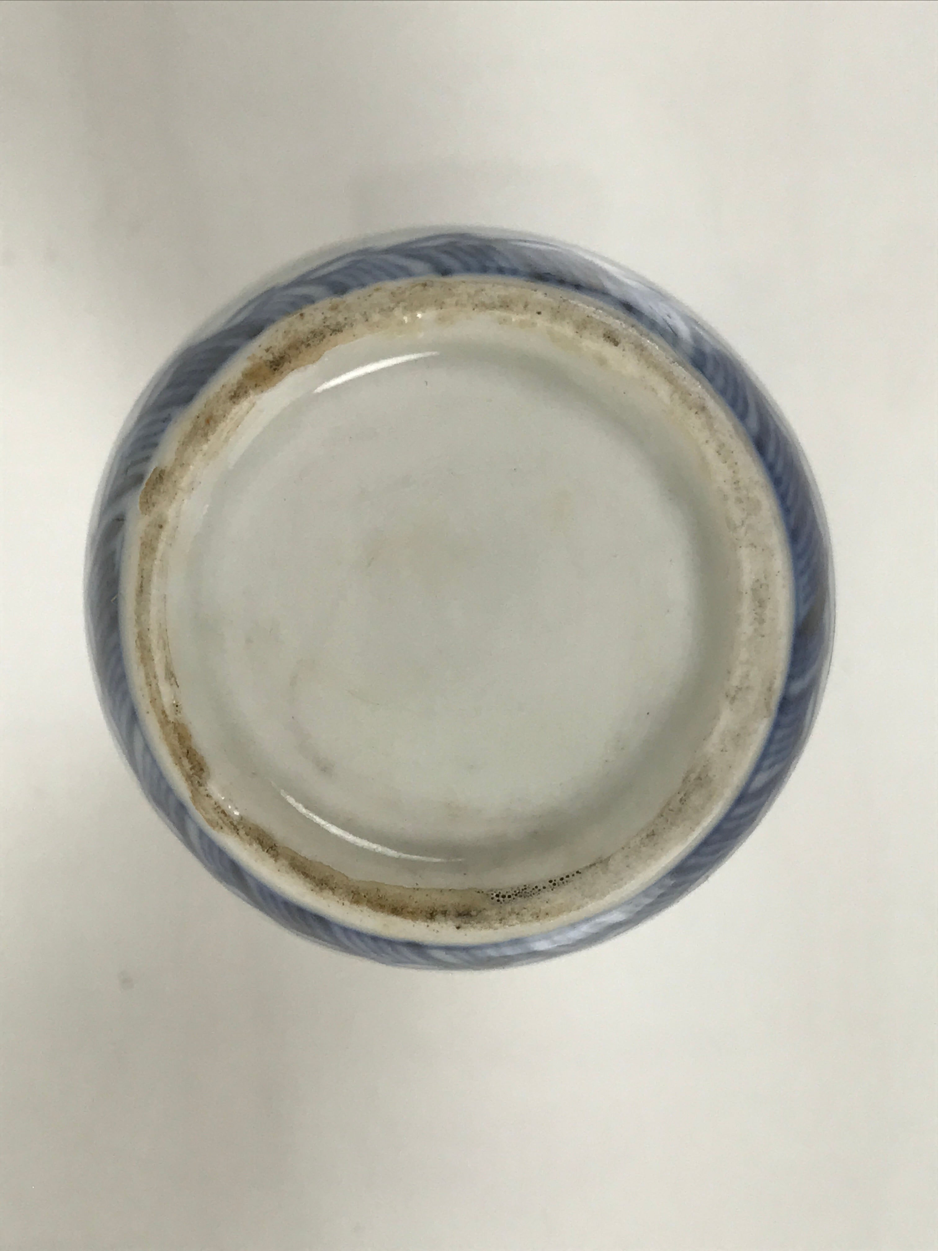 Japanese Porcelain Sake Bottle Tokkuri Blue White Kanji Poem Water Boat TS846