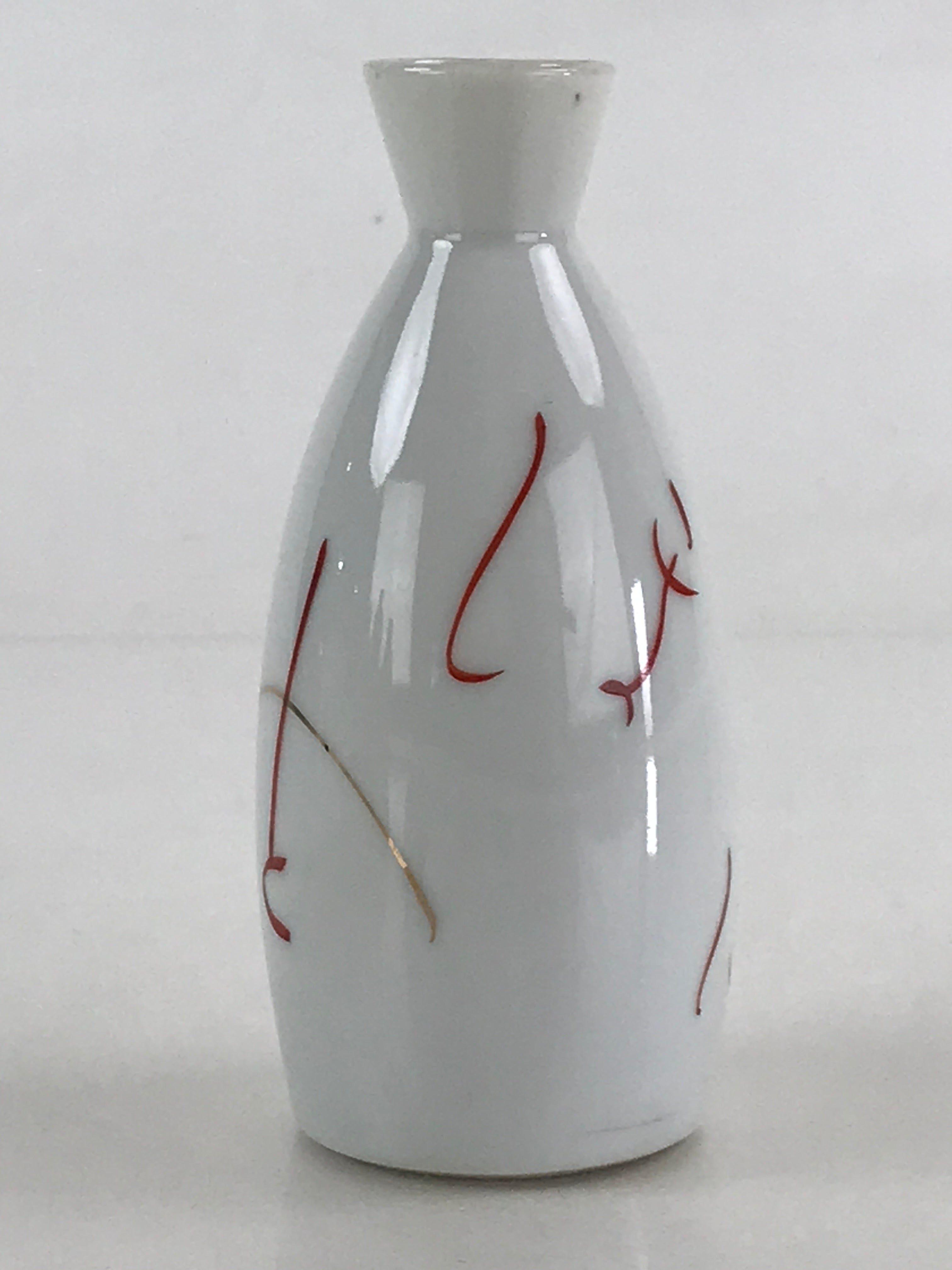 Japanese Porcelain Sake Bottle Tokkuri Ichigo Vtg Pottery Hitagana White TS532