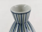 Japanese Porcelain Sake Bottle Tokkuri Ichigo Vtg Pottery Vertical Stripes TS526