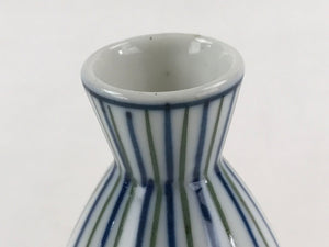 Japanese Porcelain Sake Bottle Tokkuri Ichigo Vtg Pottery Vertical Stripes TS526