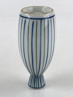 Japanese Porcelain Sake Bottle Tokkuri Ichigo Vtg Pottery Vertical Stripes TS526