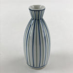 Japanese Porcelain Sake Bottle Tokkuri Ichigo Vtg Pottery Vertical Stripes TS526