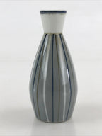 Japanese Porcelain Sake Bottle Tokkuri Ichigo Vtg Pottery Vertical Stripes TS527
