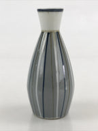 Japanese Porcelain Sake Bottle Tokkuri Ichigo Vtg Pottery Vertical Stripes TS527