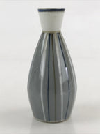 Japanese Porcelain Sake Bottle Tokkuri Ichigo Vtg Pottery Vertical Stripes TS527