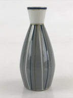 Japanese Porcelain Sake Bottle Tokkuri Ichigo Vtg Pottery Vertical Stripes TS527