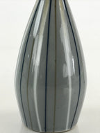 Japanese Porcelain Sake Bottle Tokkuri Ichigo Vtg Pottery Vertical Stripes TS527