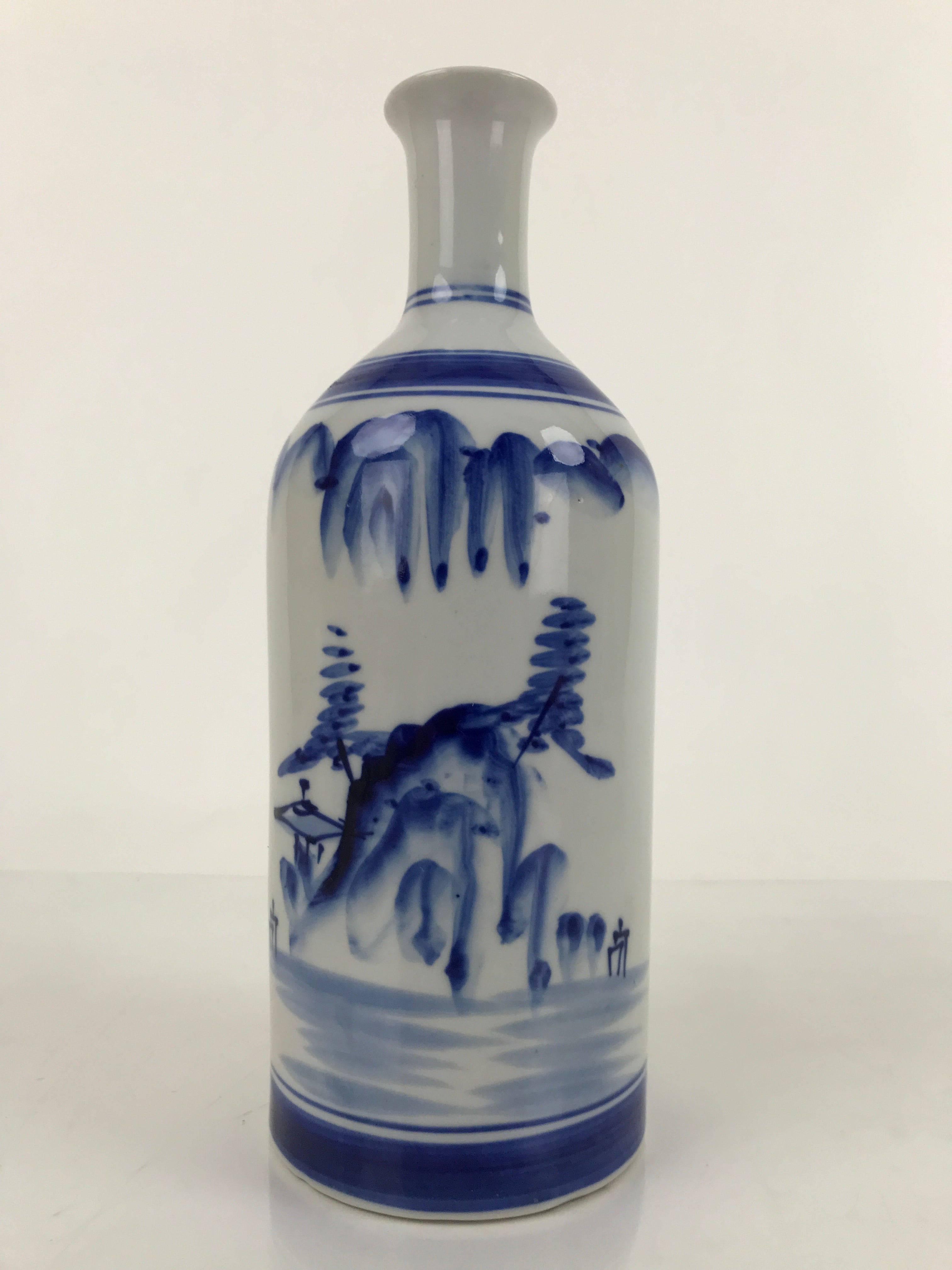 Japanese Porcelain Sake Bottle Tokkuri Imari Ware Blue Sometsuke Scenery TS662