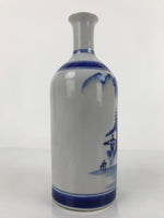 Japanese Porcelain Sake Bottle Tokkuri Imari Ware Blue Sometsuke Scenery TS662