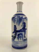 Japanese Porcelain Sake Bottle Tokkuri Imari Ware Blue Sometsuke Scenery TS663