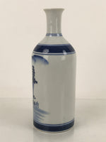 Japanese Porcelain Sake Bottle Tokkuri Imari Ware Blue Sometsuke Scenery TS664