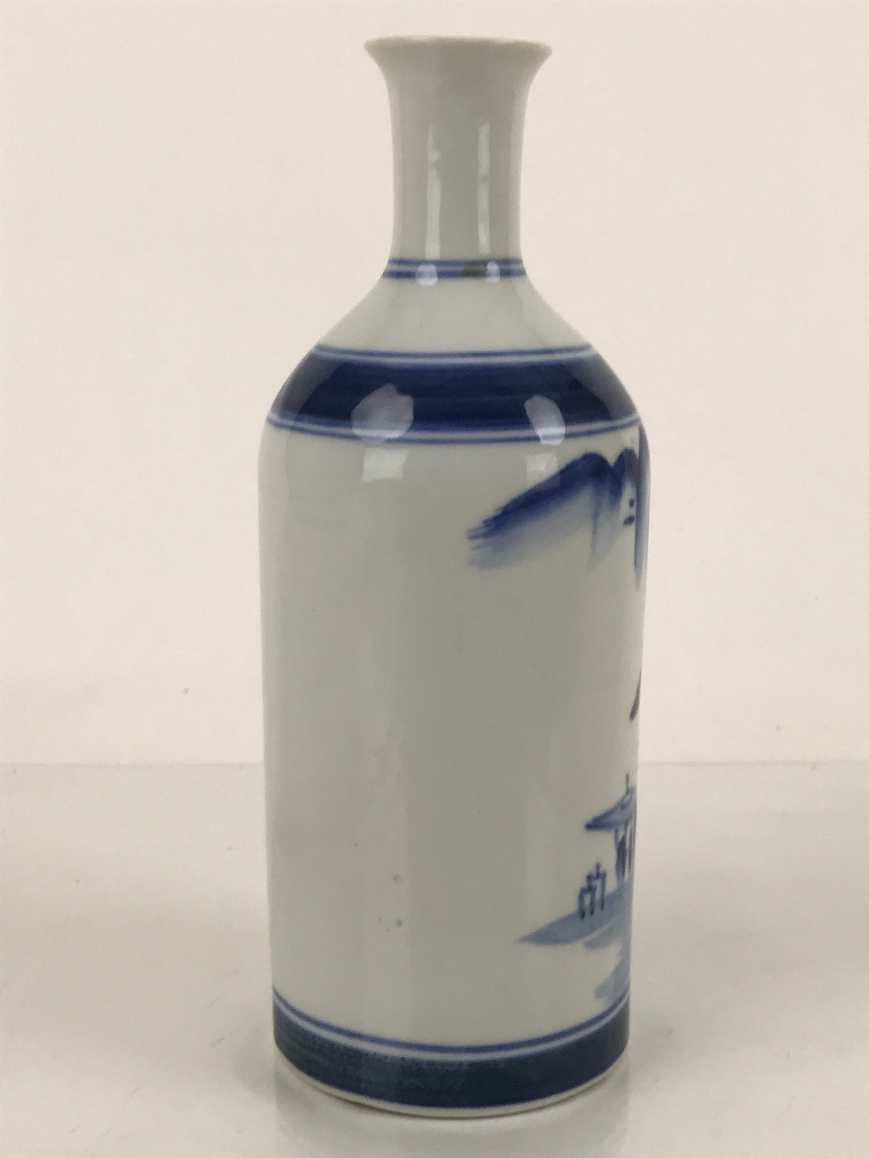 Japanese Porcelain Sake Bottle Tokkuri Imari Ware Blue Sometsuke Scenery TS664