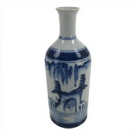 Japanese Porcelain Sake Bottle Tokkuri Imari Ware Blue Sometsuke Scenery TS664