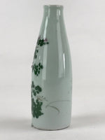 Japanese Porcelain Sake Bottle Tokkuri Light Green Glaze Flowering Plant TS501