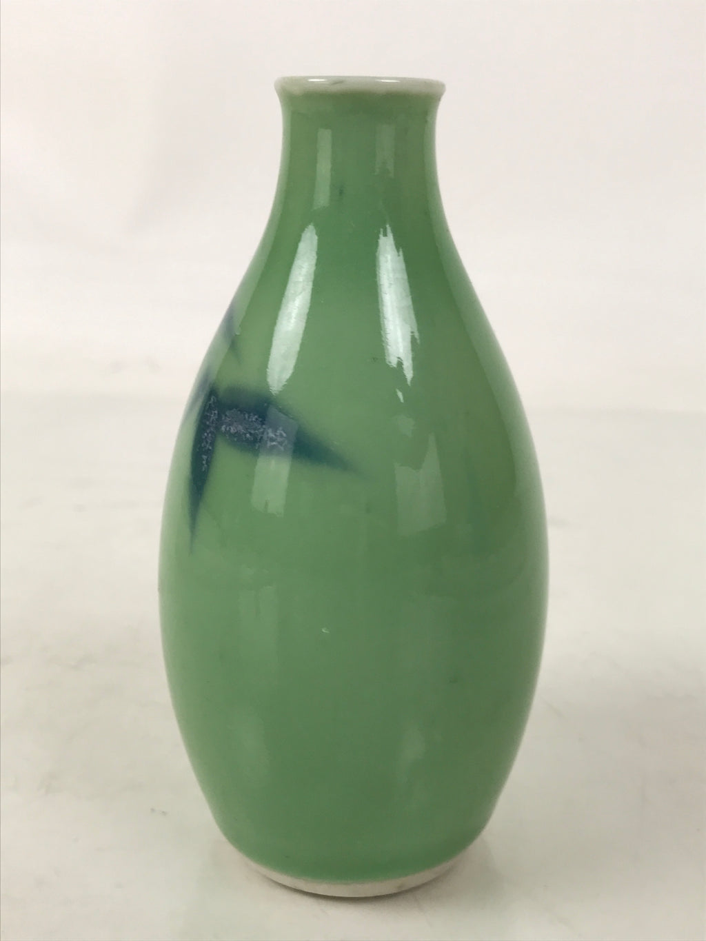 Japanese Porcelain Sake Bottle Tokkuri Purple Bamboo Leaves Celadon Green TS828
