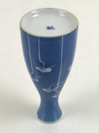 Japanese Porcelain Sake Bottle Tokkuri Vtg Ichi-Go Blue White Pine Matsu TS718