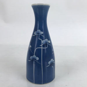 Japanese Porcelain Sake Bottle Tokkuri Vtg Ichi-Go Blue White Pine Matsu TS719