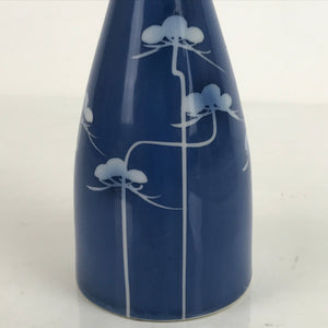 Japanese Porcelain Sake Bottle Tokkuri Vtg Ichi-Go Blue White Pine Matsu TS719