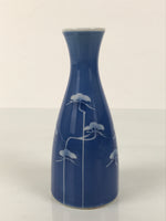 Japanese Porcelain Sake Bottle Tokkuri Vtg Ichi-Go Blue White Pine Matsu TS840