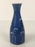 Japanese Porcelain Sake Bottle Tokkuri Vtg Ichi-Go Blue White Pine Matsu TS840