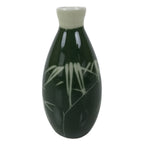 Japanese Porcelain Sake Bottle Tokkuri Vtg Ichi-Go Green Bamboo Leaves TS892