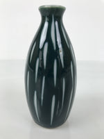 Japanese Porcelain Sake Bottle Tokkuri Vtg Ichi-Go Navy Blue White Lines TS891