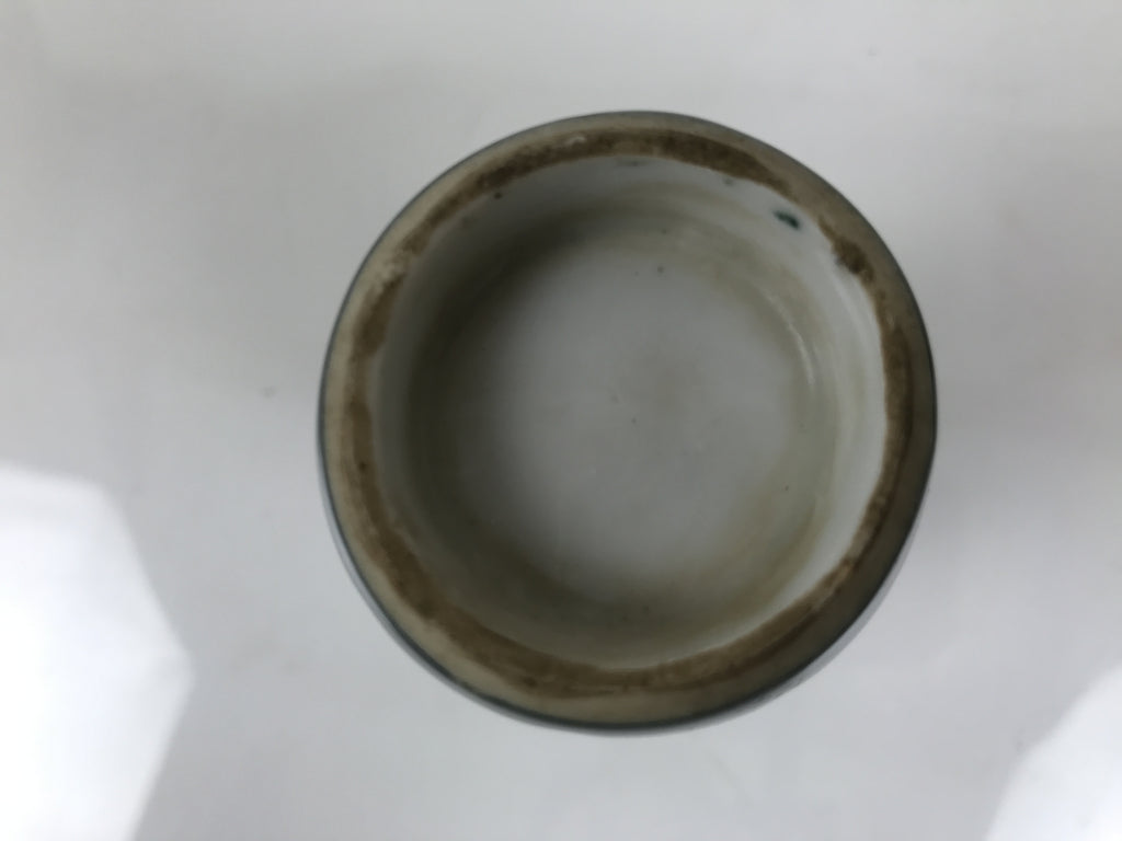 Japanese Porcelain Sake Bottle Tokkuri Vtg Ichi-Go Navy Blue White Lines TS891