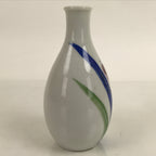 Japanese Porcelain Sake Bottle Tokkuri Vtg Ichi-Go Pink Flower White Blue TS713