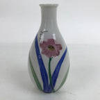 Japanese Porcelain Sake Bottle Tokkuri Vtg Ichi-Go Pink Flower White Blue TS714