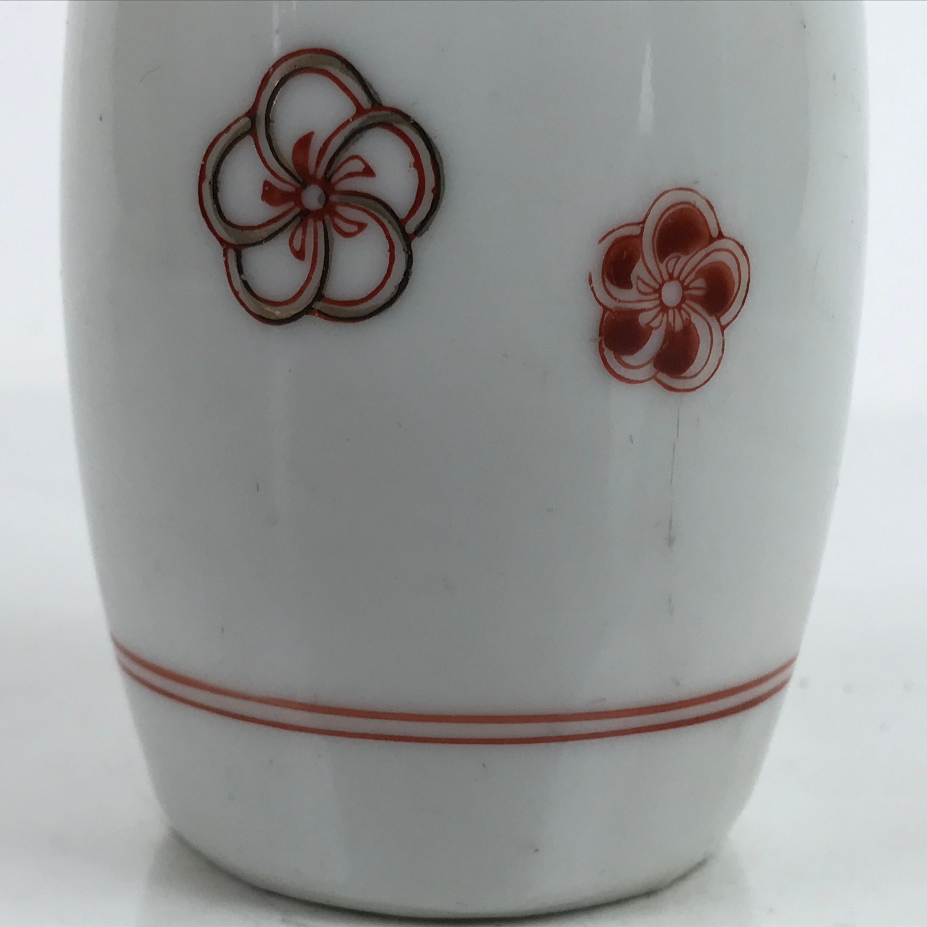 Japanese Porcelain Sake Bottle Tokkuri Vtg Ichi-Go Red Plum Blossom Pine TS717