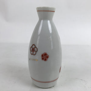 Japanese Porcelain Sake Bottle Tokkuri Vtg Ichi-Go Red Plum Blossom Pine TS717