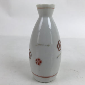 Japanese Porcelain Sake Bottle Tokkuri Vtg Ichi-Go Red Plum Blossom Pine TS717