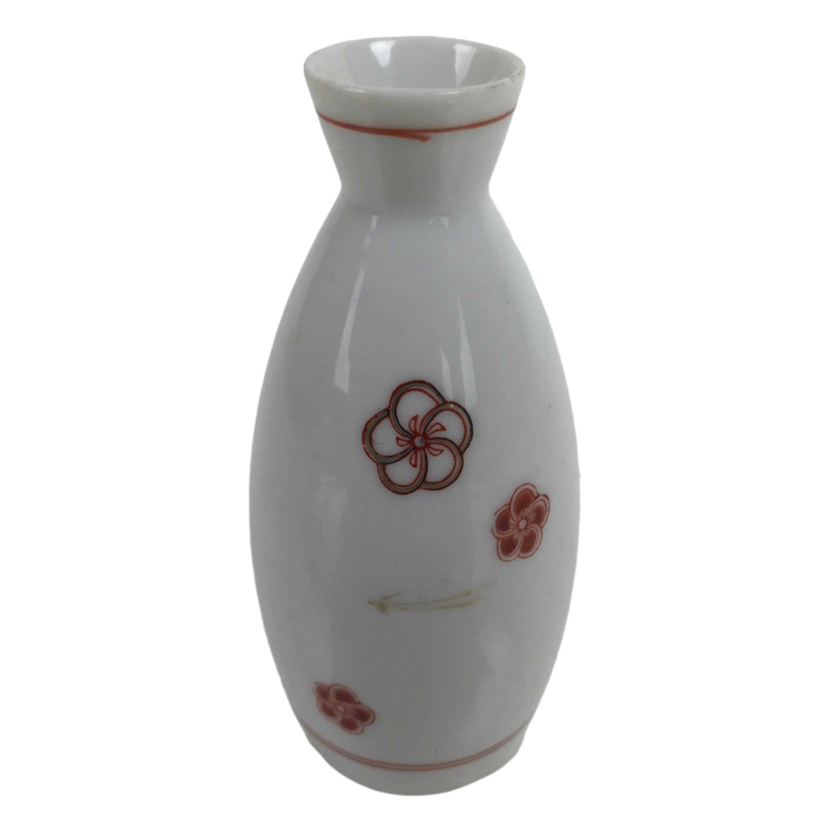 Japanese Porcelain Sake Bottle Tokkuri Vtg Ichi-Go Red Plum Blossom Pine TS717