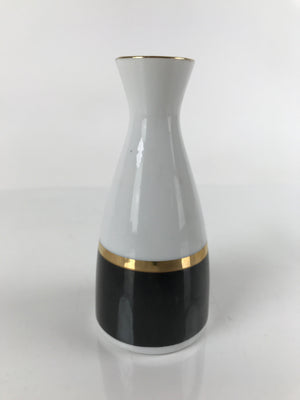 Japanese Porcelain Sake Bottle Tokkuri Vtg Ichi-Go Simple Black Gold White TS639