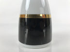 Japanese Porcelain Sake Bottle Tokkuri Vtg Ichi-Go Simple Black Gold White TS639
