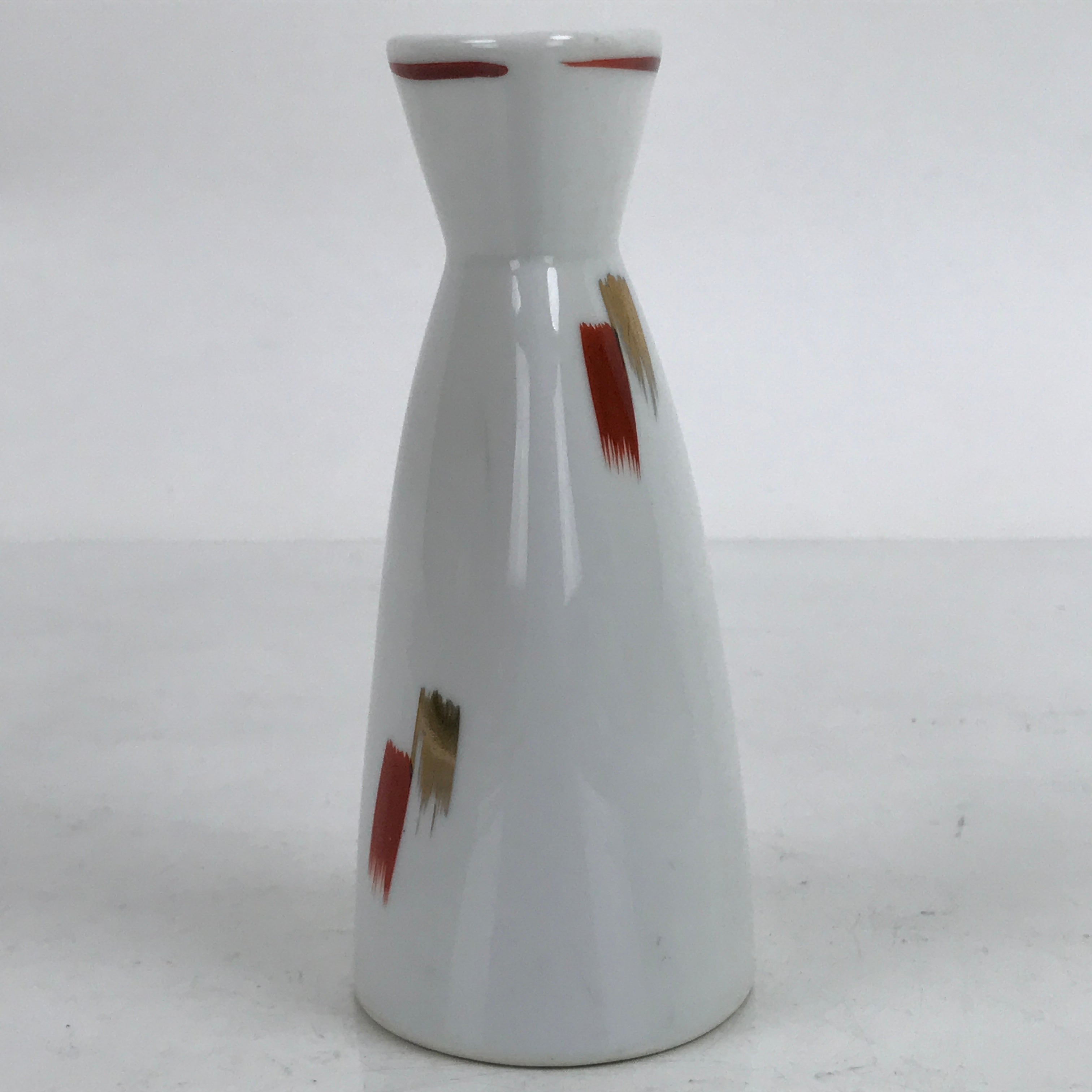 Japanese Porcelain Sake Bottle Tokkuri Vtg Ichi-Go Triangular Red Gold TS711